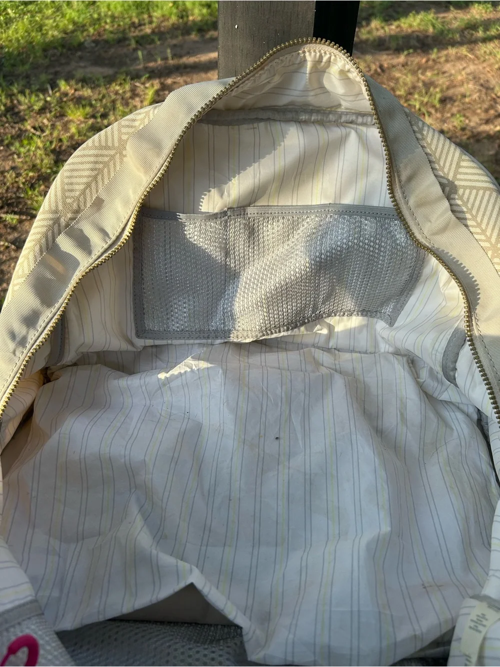 lululemon athletica Cream Patterned Weekender Bag